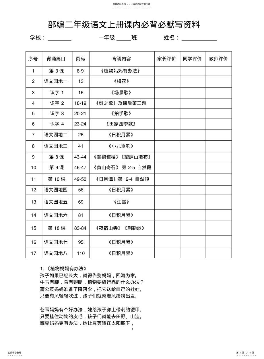 2022年部编版二年级上册语文背诵内容 .pdf_第1页