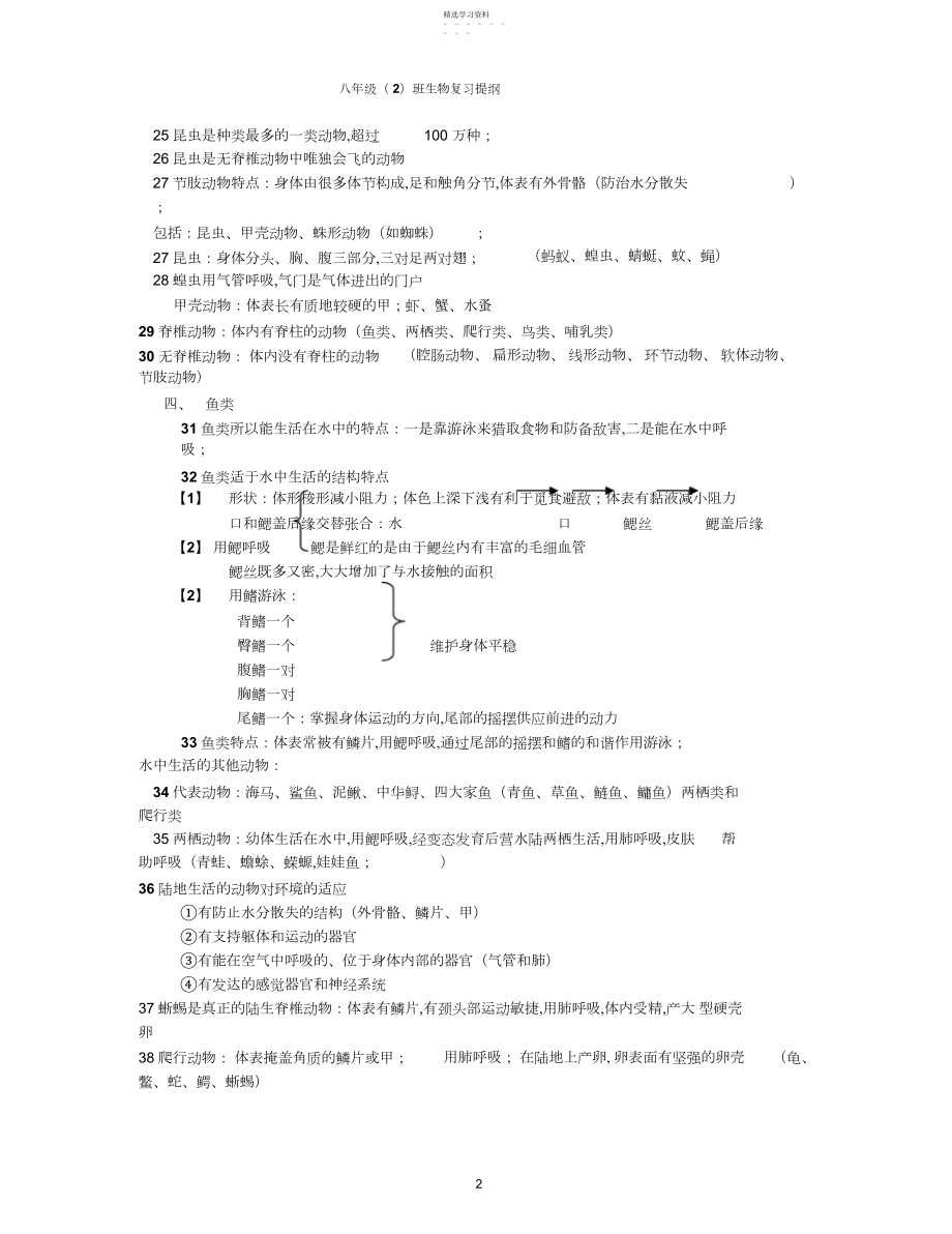 2022年八年级上册生物期末复习重点.docx_第2页