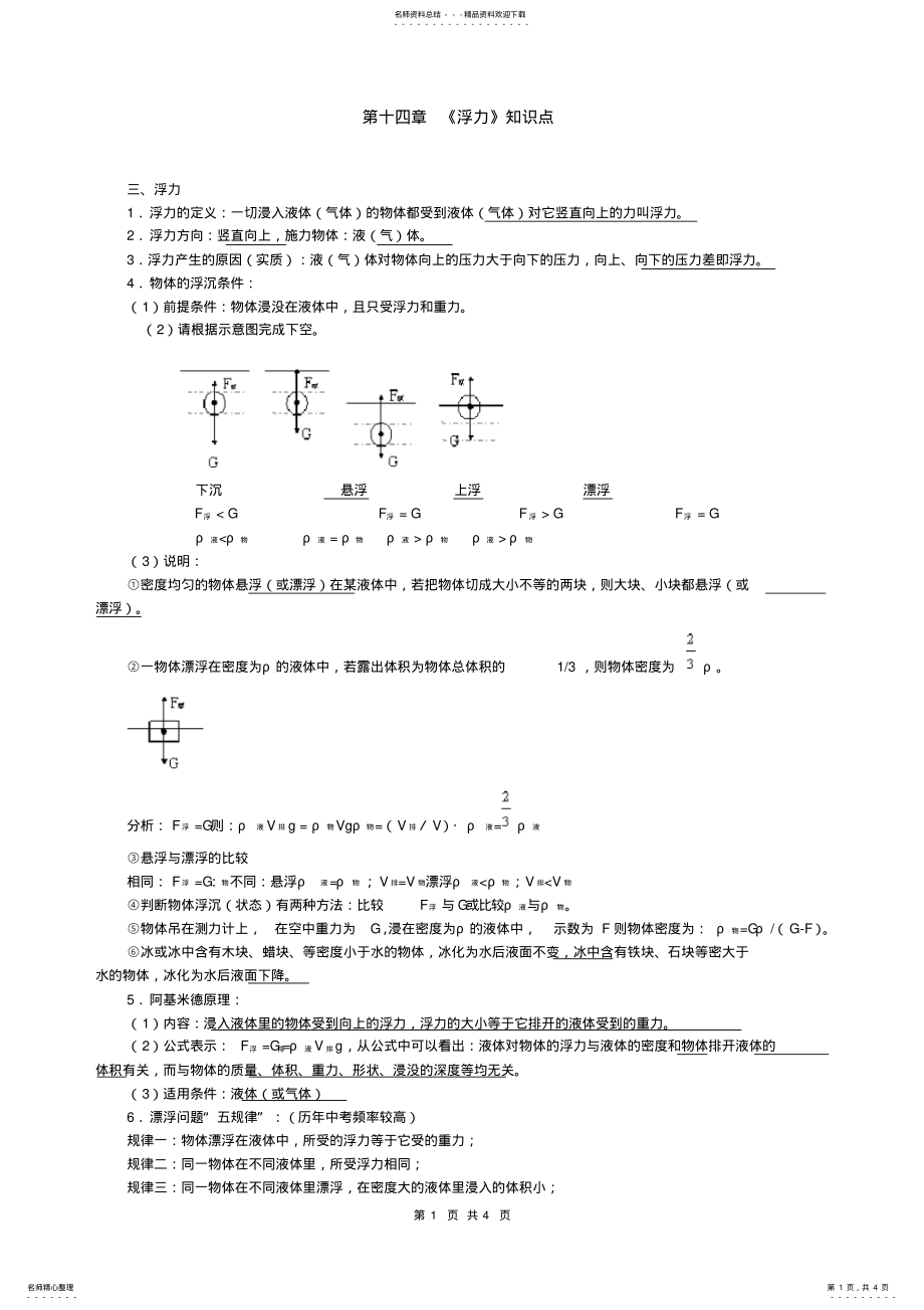 2022年初三物理浮力知识点归纳,推荐文档 2.pdf_第1页