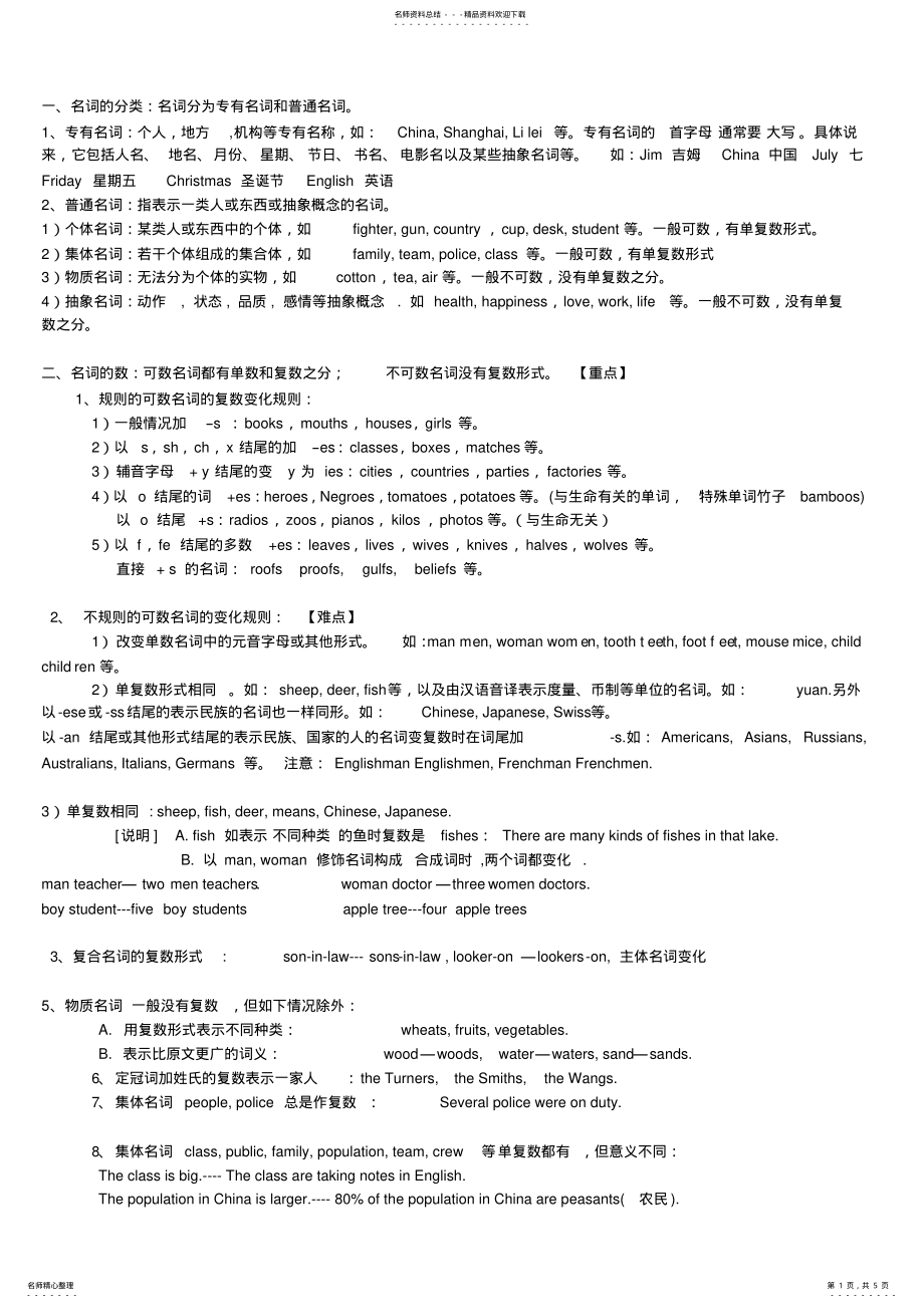 2022年初中英语名词知识点汇总 .pdf_第1页