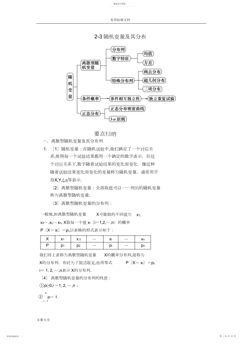 2022年选修-随机变量及其分布知识点总结材料典型例题.docx_第1页