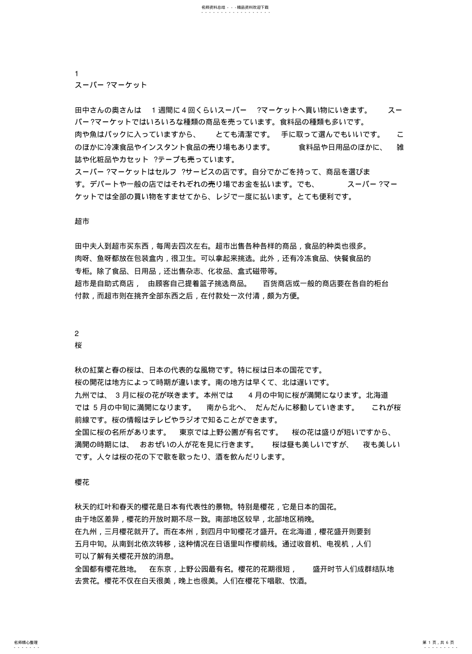 2022年初级日语阅读文章 .pdf_第1页