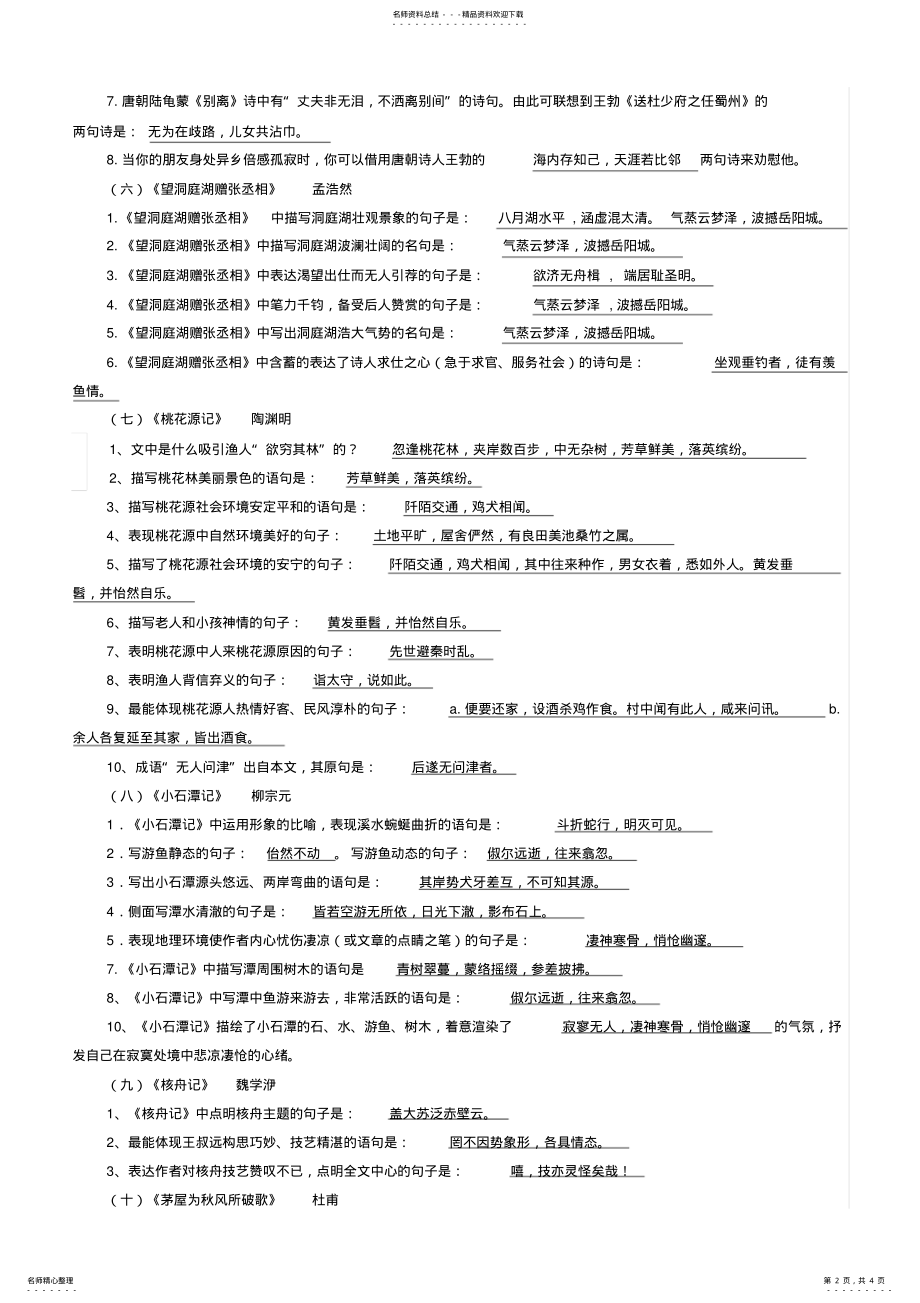 2022年部编版语文八年级下册理解性默写 2.pdf_第2页