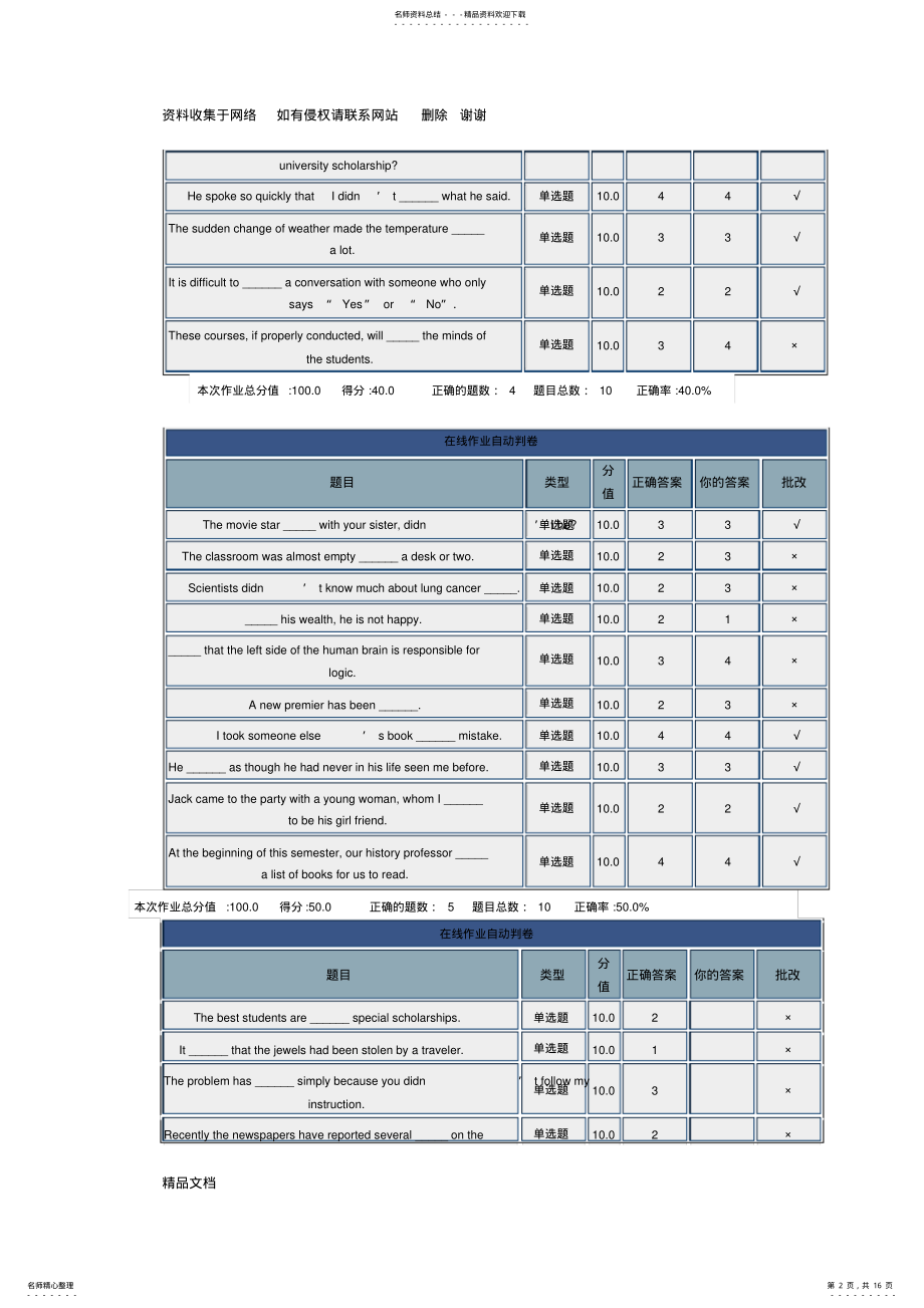 2022年北京理工大学远程教育大学英语在线作业答案a .pdf_第2页