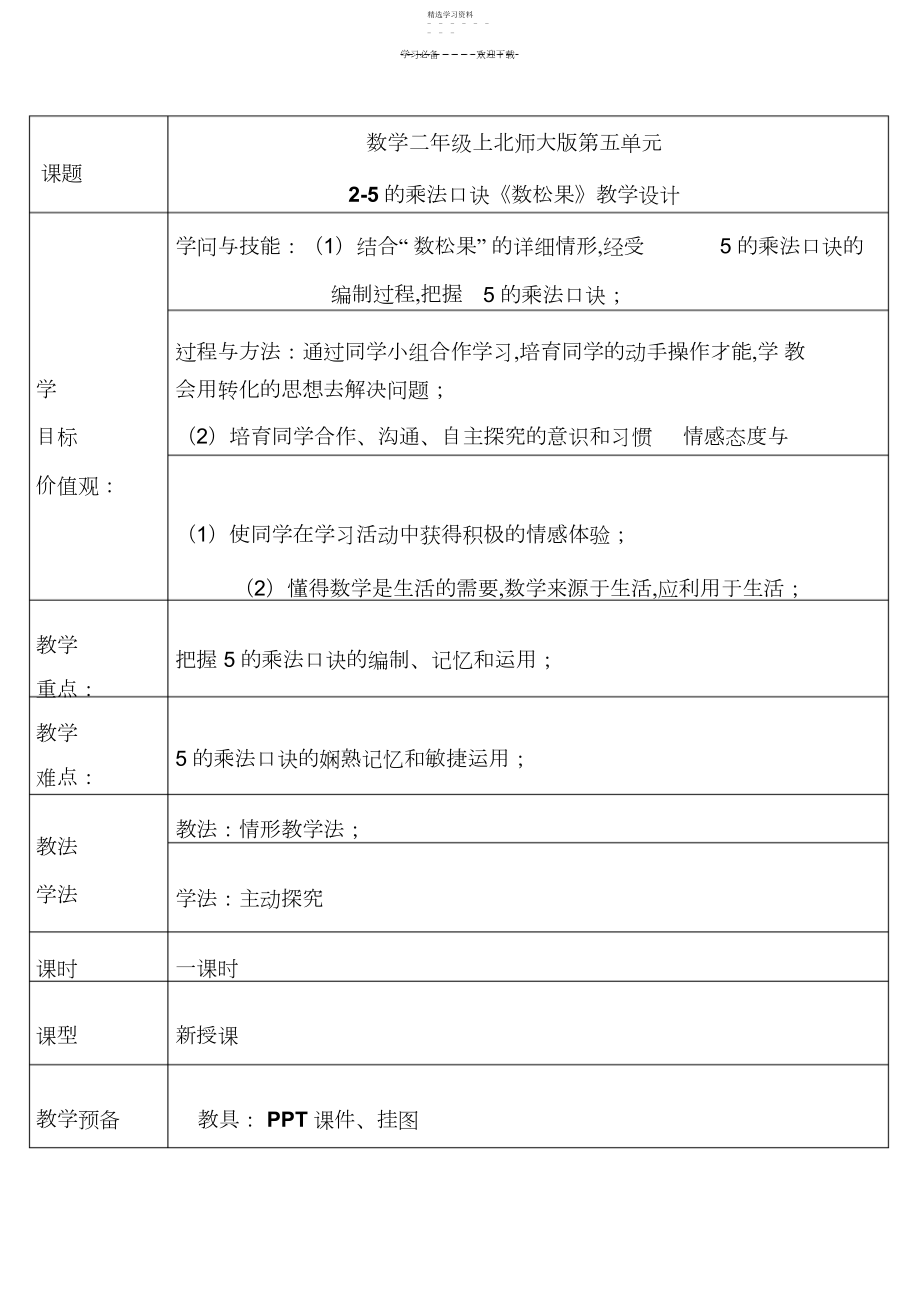 2022年北师大版数学二年级上第五单元.数松果教学设计.docx_第1页