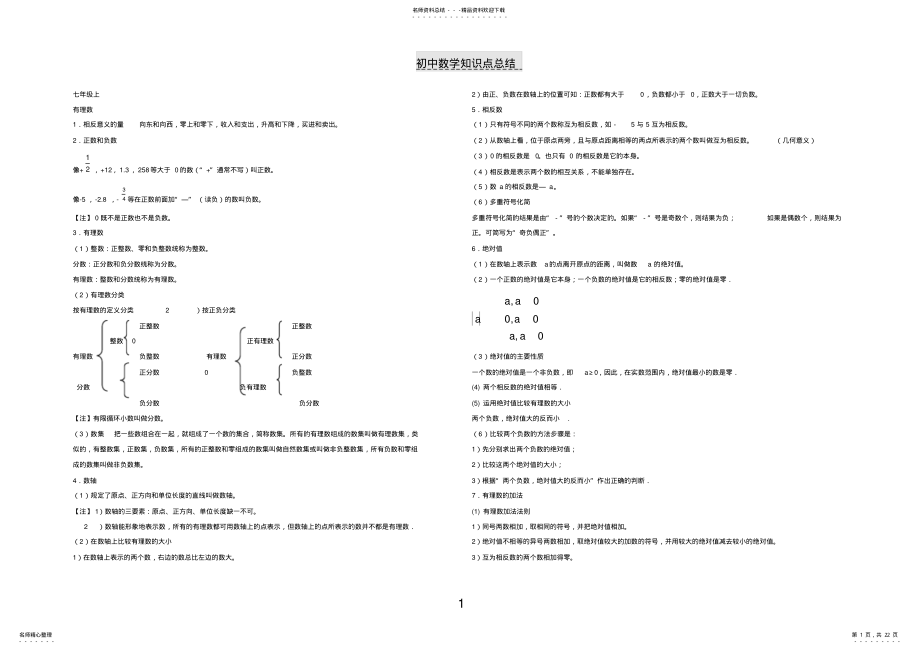 2022年初中数学知识点总结,推荐文档 .pdf_第1页