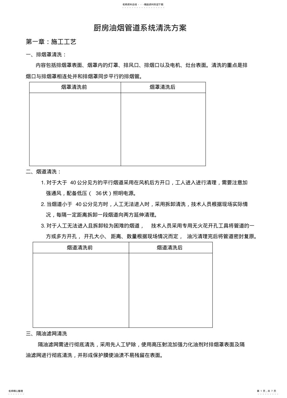 2022年厨房油烟管道系统清洗方案 .pdf_第1页