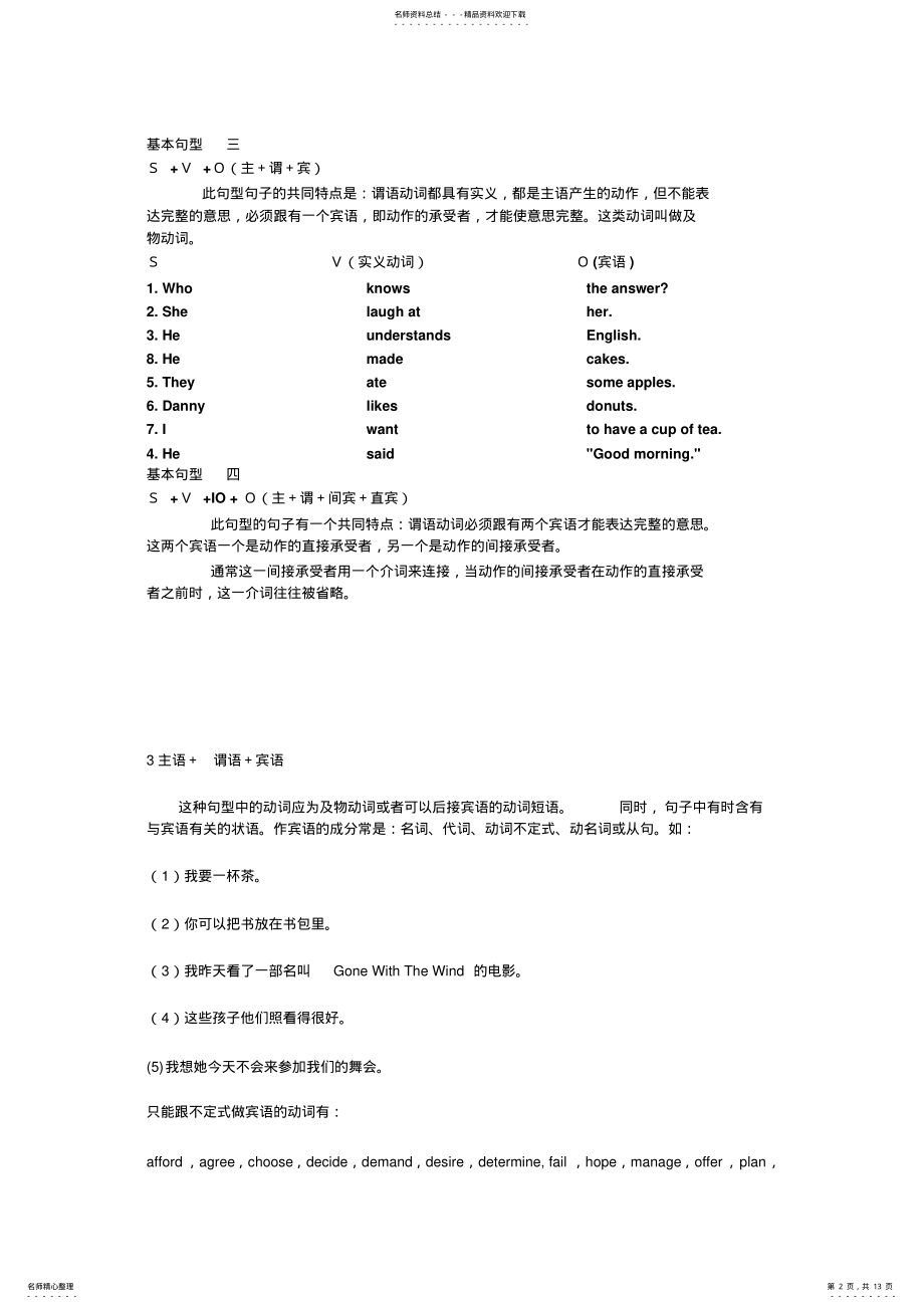 2022年初中五大基本句型及习题 2.pdf_第2页