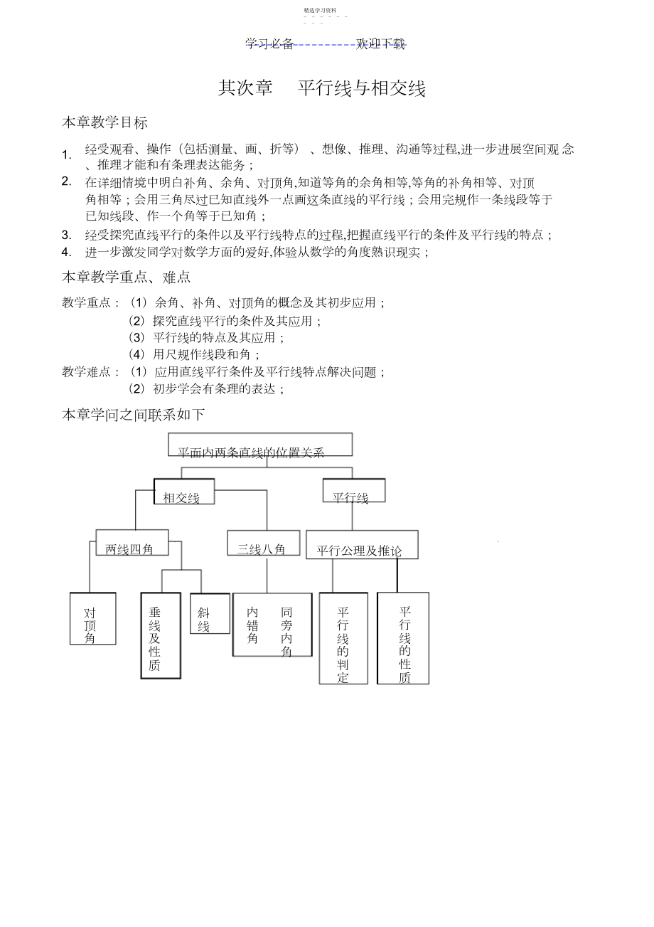 2022年北师大版七年级数学下册第二章平行线与相交线汇总.docx_第1页