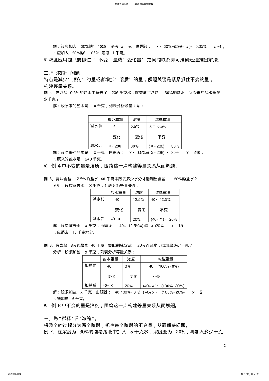 2022年初中数学-化学-浓度问题九大题型 .pdf_第2页