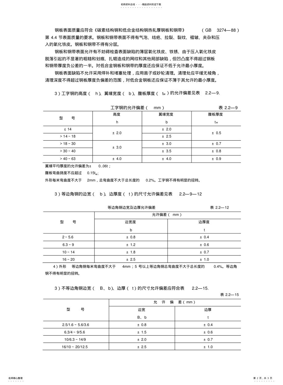 2022年钢材检查与偏差表 .pdf_第2页