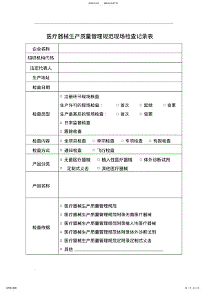 2022年医疗器械生产质量管理规范现场检查记录表文件 .pdf