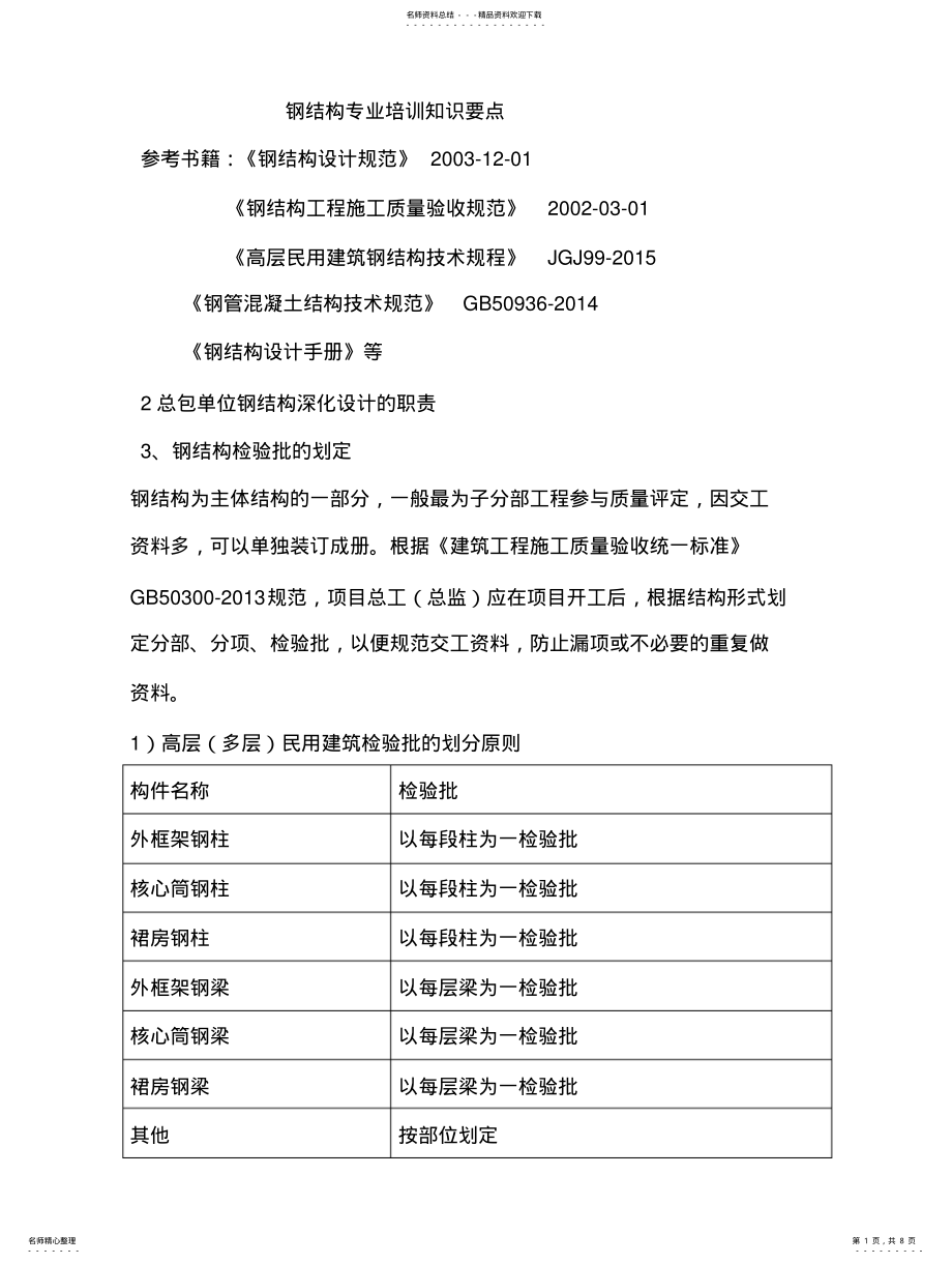 2022年钢结构培训知识重点- .pdf_第1页