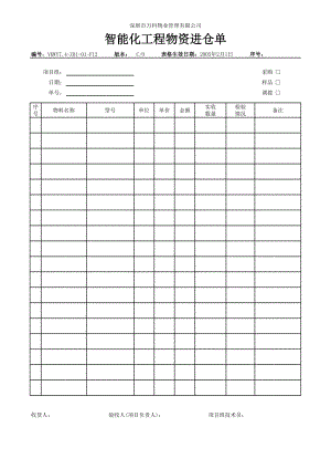 房地产物业公司业主委托管理服务企业 7.4-Z01-01-F12智能化工程物资进仓单.xls