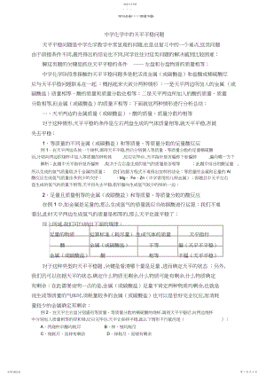 2022年初中化学中的天平平衡问题..docx