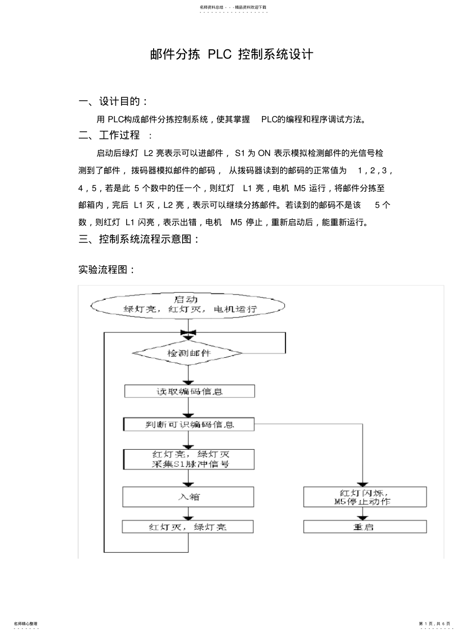 2022年邮件分拣PLC控制系统设计 .pdf_第1页