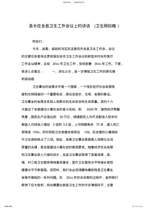 2022年县长在全县卫生工作会议上的讲话 .pdf