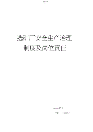 2022年选矿厂安全生产管理制度及岗位责任2.docx