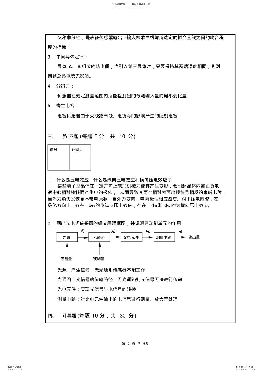 2022年南昌大学传感器期末考试试卷-答案 .pdf_第2页