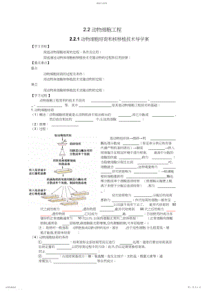 2022年动物细胞培养和核移植技术导学案.docx