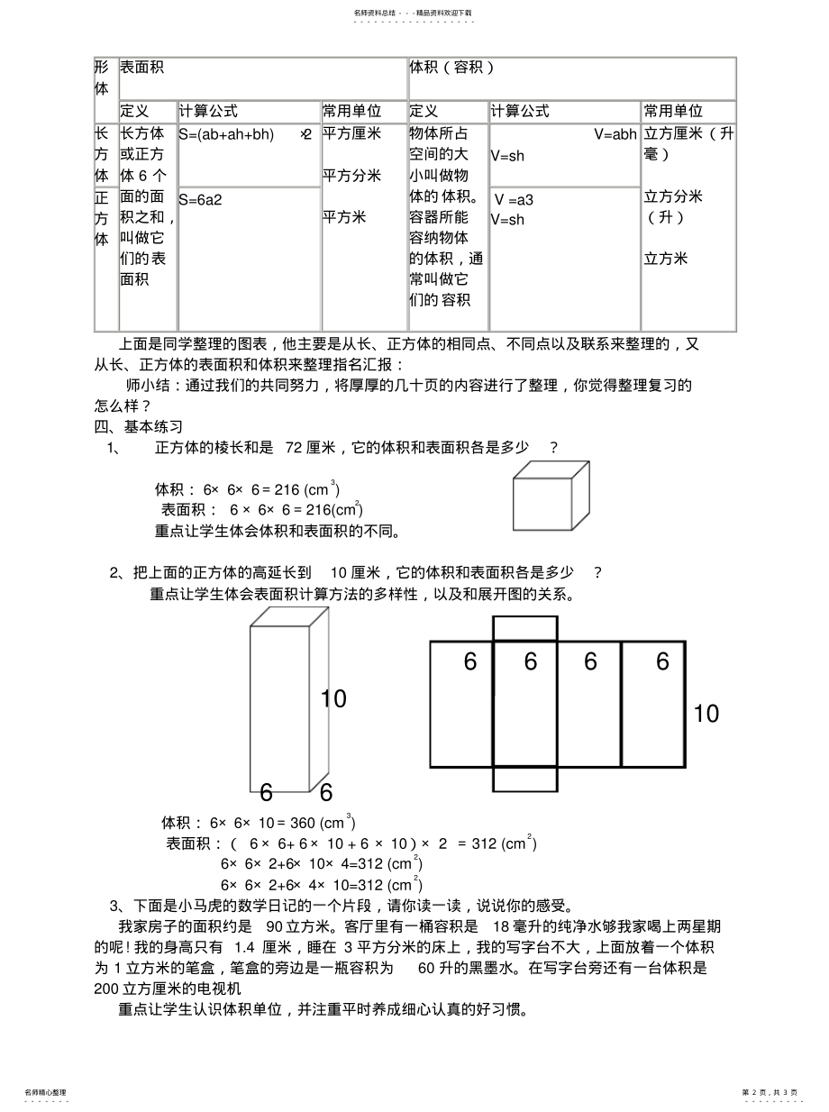 2022年长方体和正方体的整理复习 .pdf_第2页