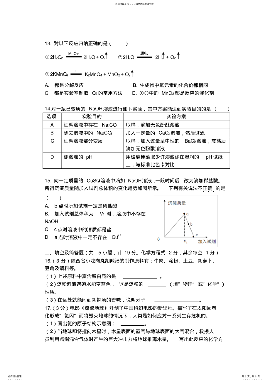 2022年陕西中考化学真题 .pdf_第2页