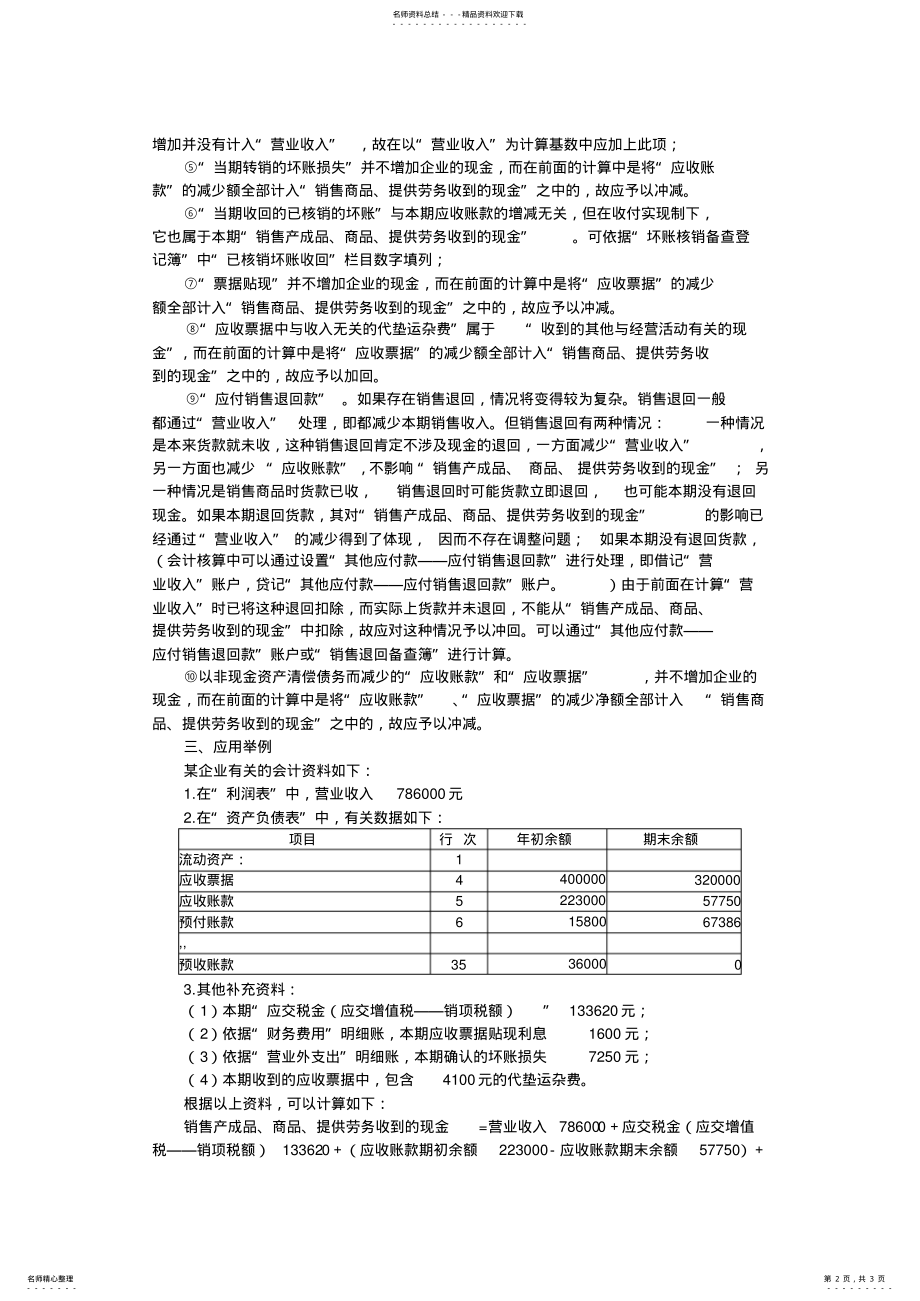 2022年销售商品收到的现金计算方法与技巧 .pdf_第2页