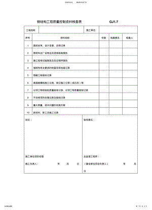 2022年钢结构工程质量控制资料核查表GJ .pdf