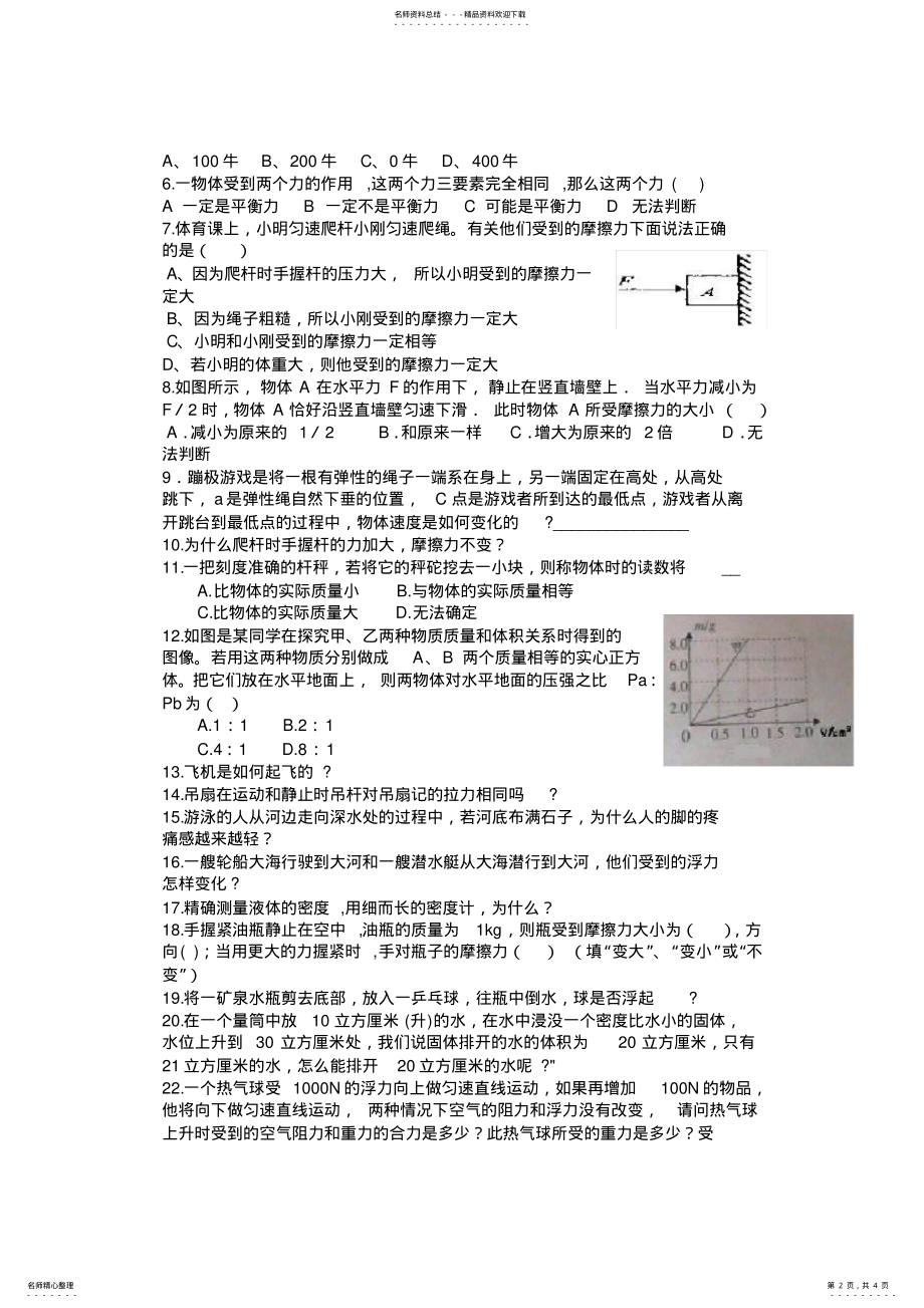 2022年初中物理力学经典习题 2.pdf_第2页