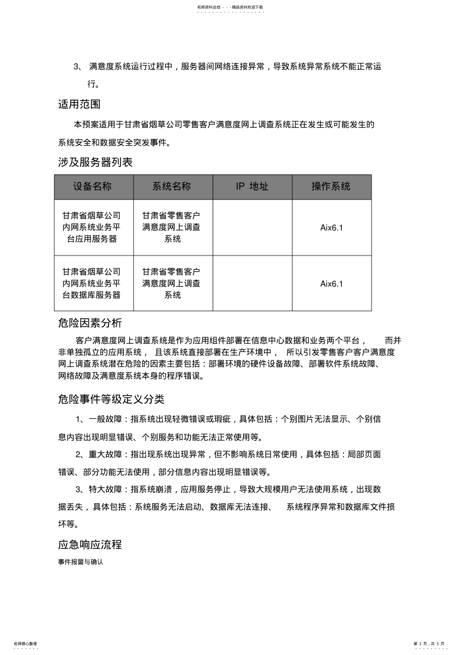 2022年软件系统部署应急预案初稿 .pdf_第2页