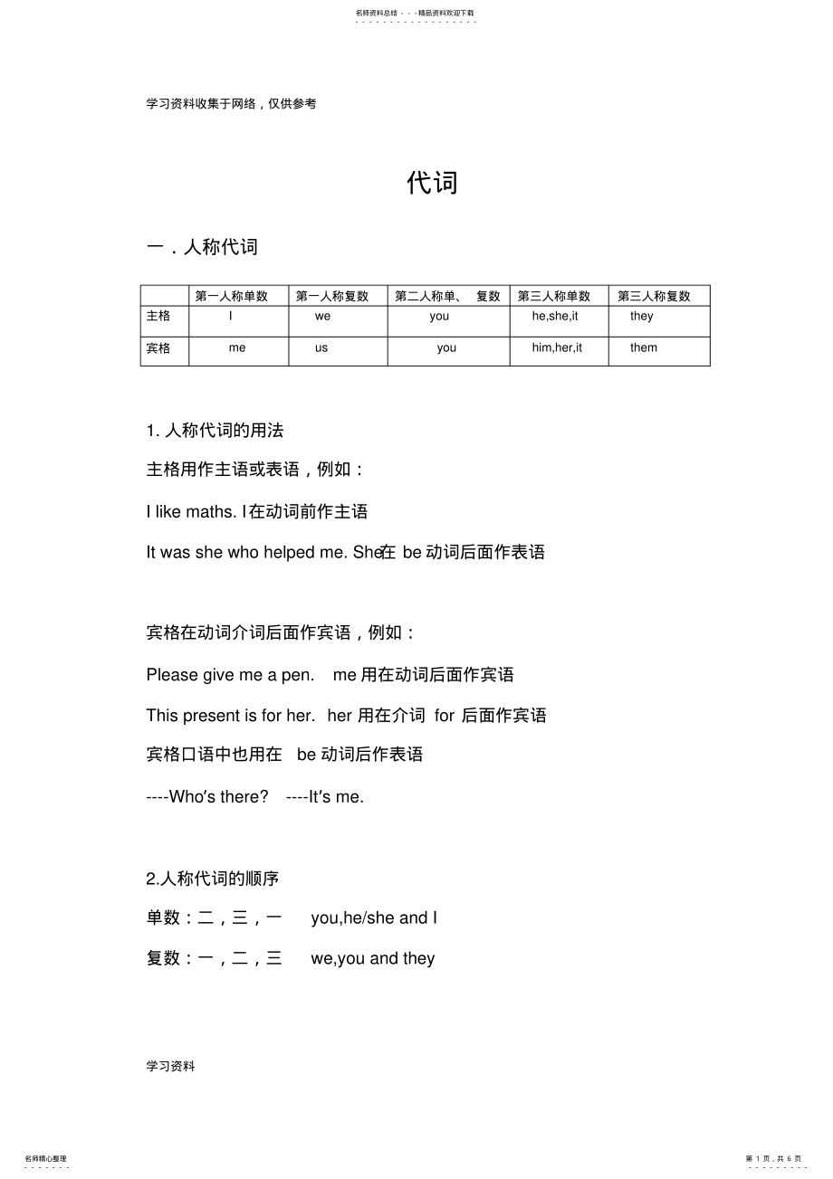 2022年初中英语代词用法总结 .pdf_第1页