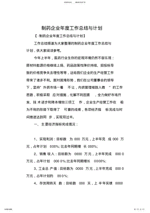 2022年制药企业年度工作总结与计划 .pdf