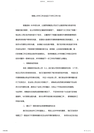 2022年销售上半年工作总结及下半年工作计划 .pdf