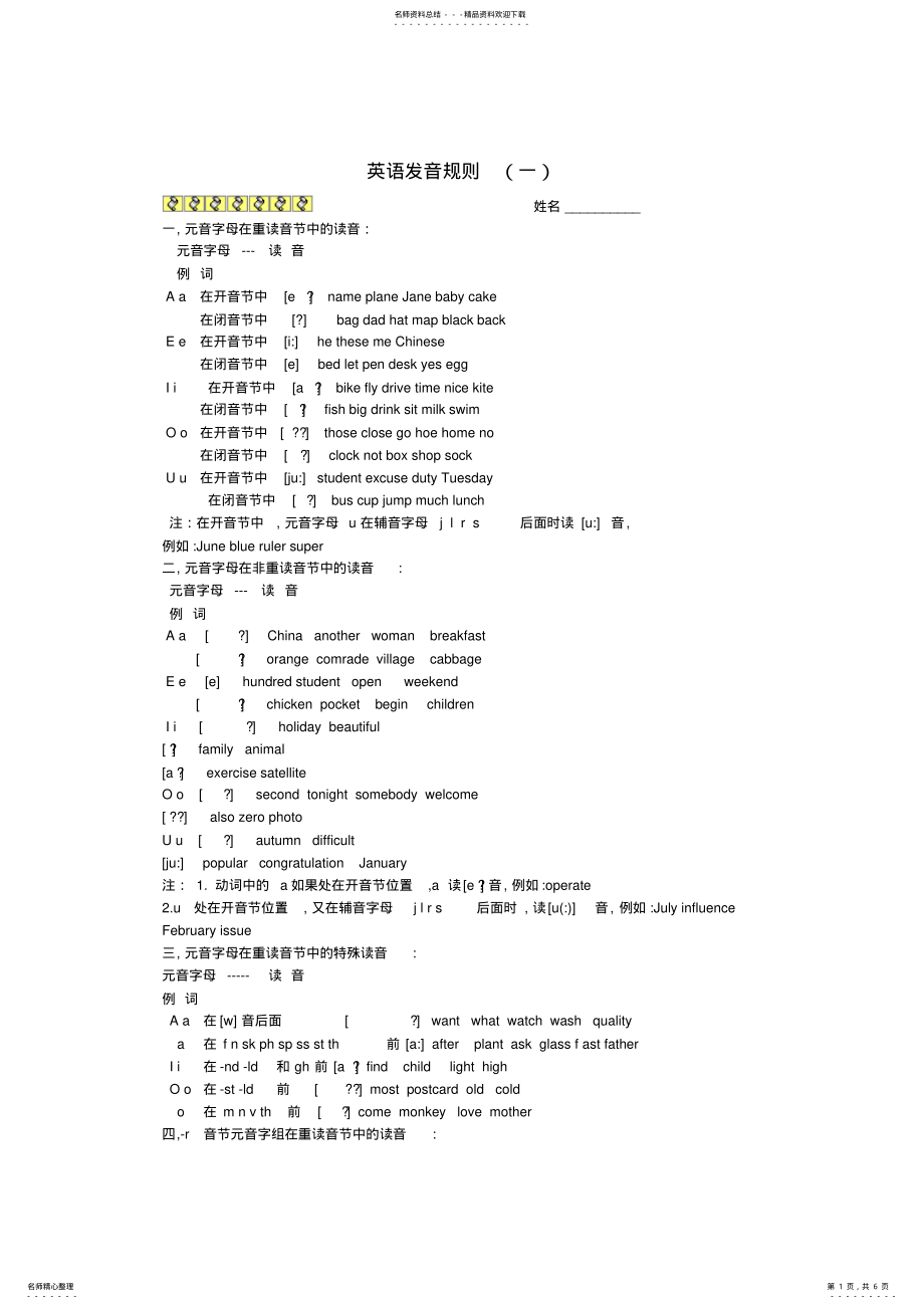 2022年小升初英语知识点专项复习专题一语音试题 .pdf_第1页