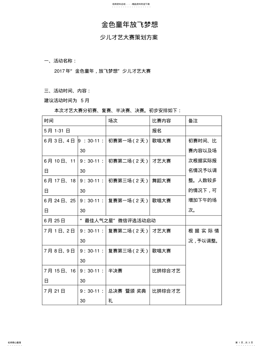 2022年少儿才艺大赛策划方案可用 .pdf_第1页