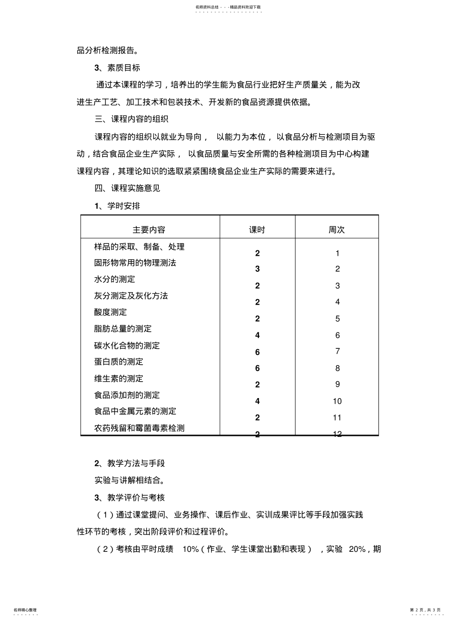 2022年食品分析课程标准 .pdf_第2页