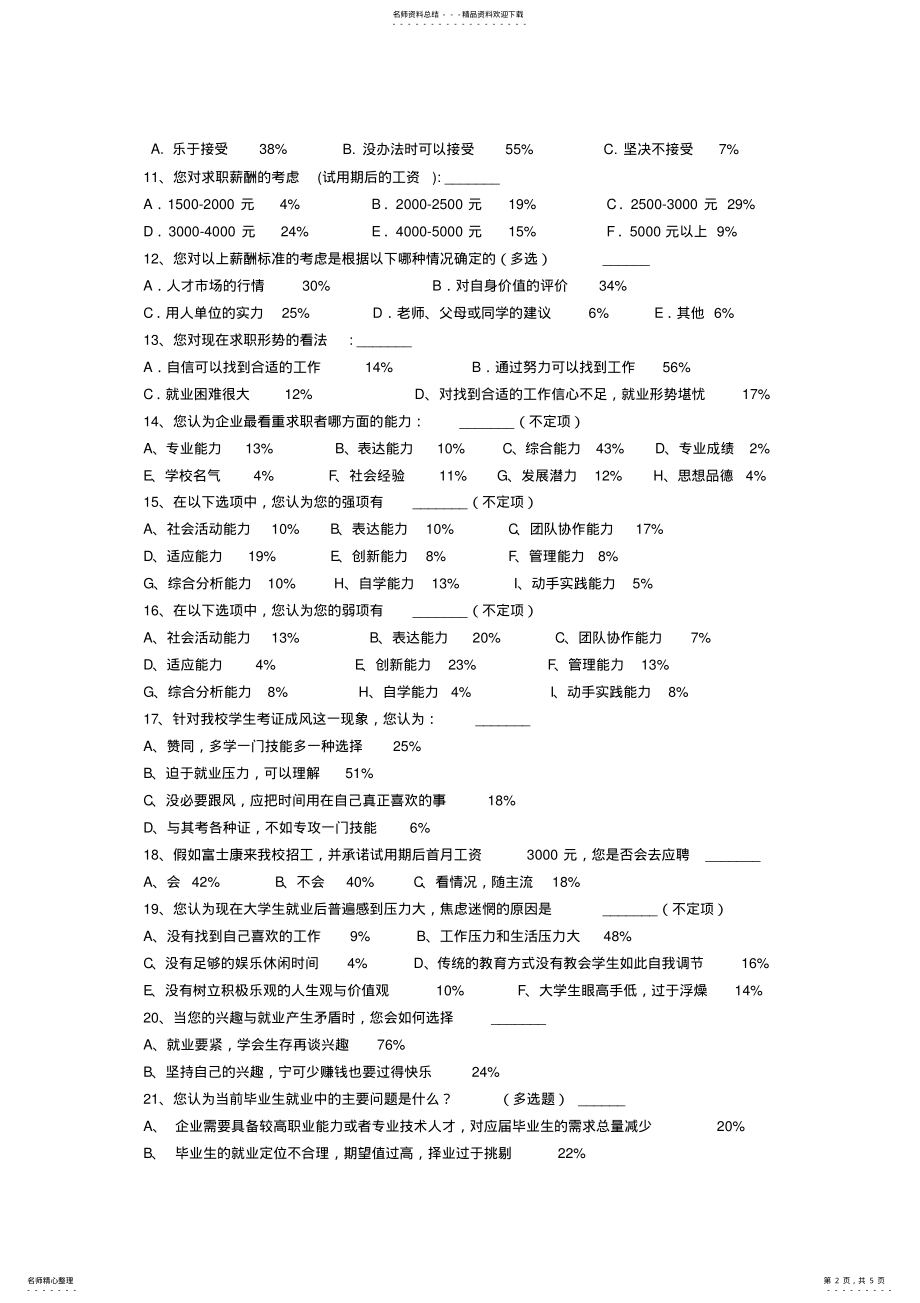 2022年大学生就业方向调查问卷 .pdf_第2页