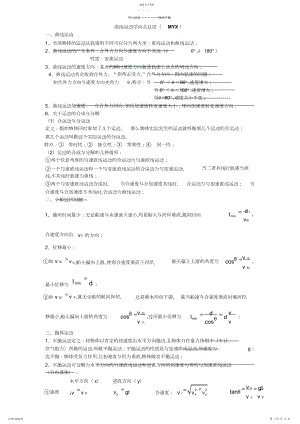 2022年高中物理曲线运动知识点、运动合成和分解练习题.docx
