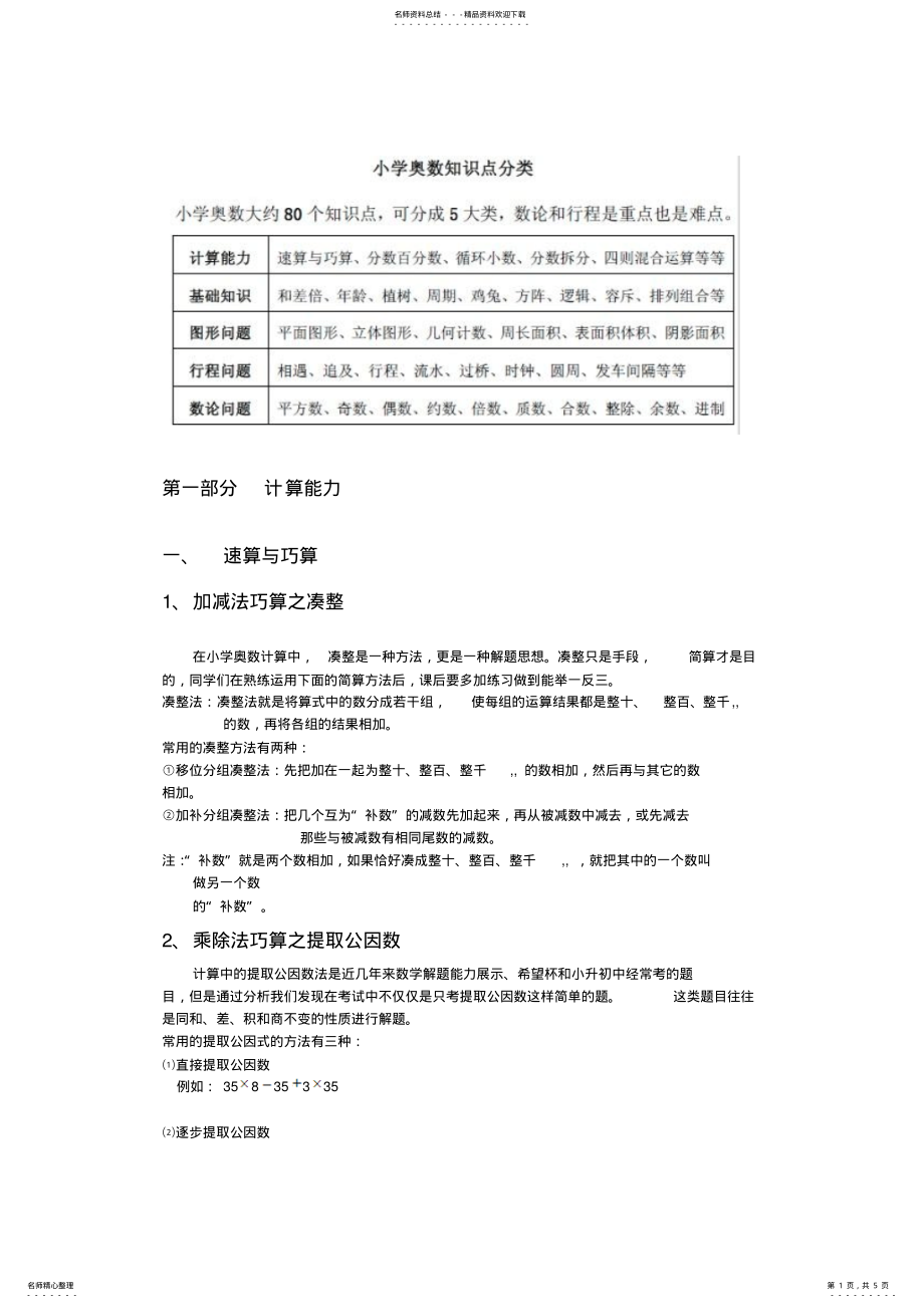 2022年小学奥数需掌握的个知识点 .pdf_第1页