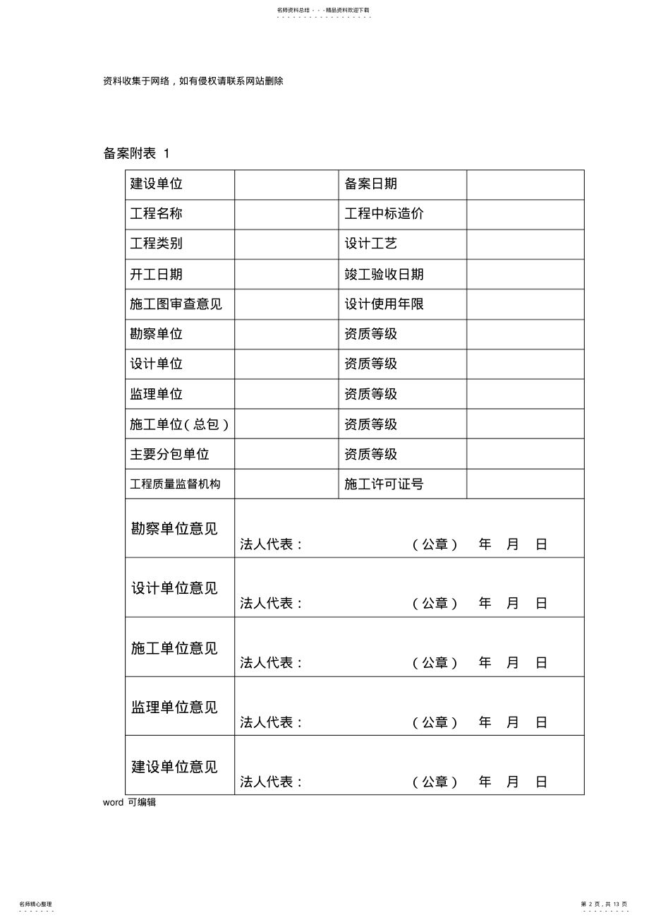 2022年市政工程竣工验收备案表样表及备案资料讲课教案 .pdf_第2页