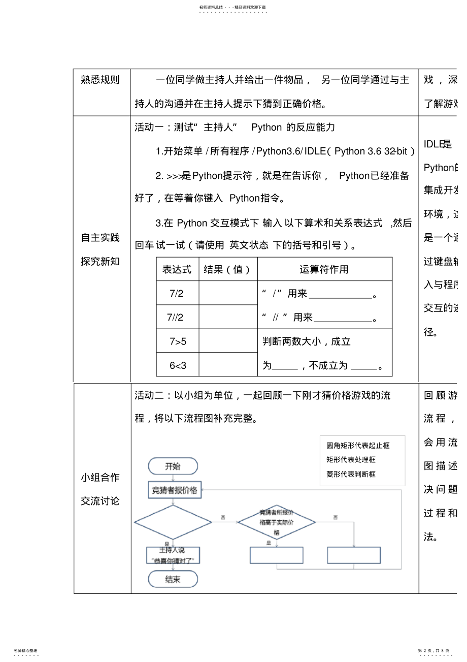 2022年高中信息技术_用Phthon语言实现游戏之选择结构教学设计学情分析教材分析课后反思 .pdf_第2页