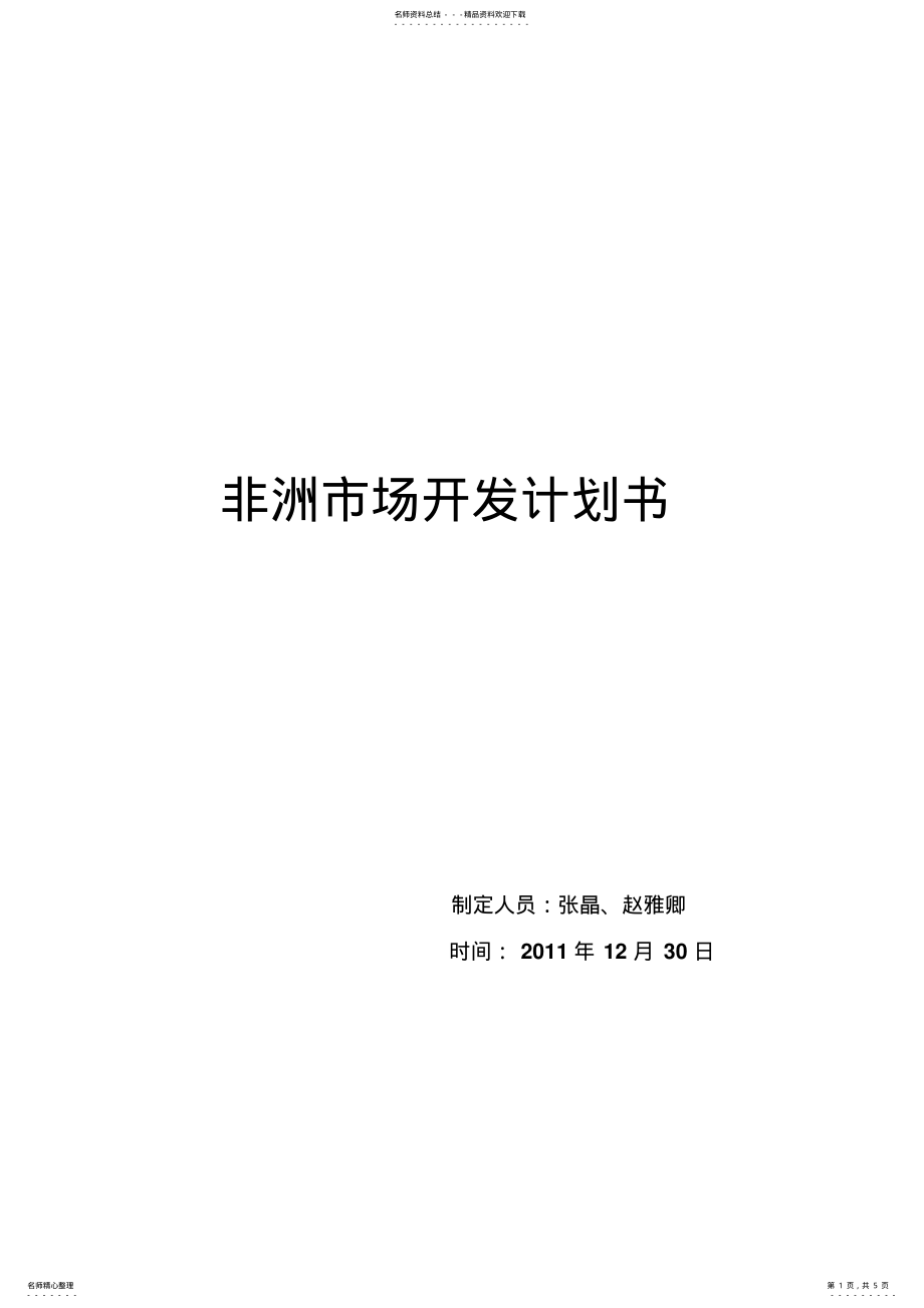 2022年非洲市场开发计划书 .pdf_第1页