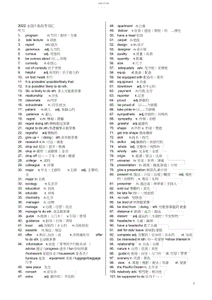 2022年完整word版,高考英语全国卷试题词汇总结.docx