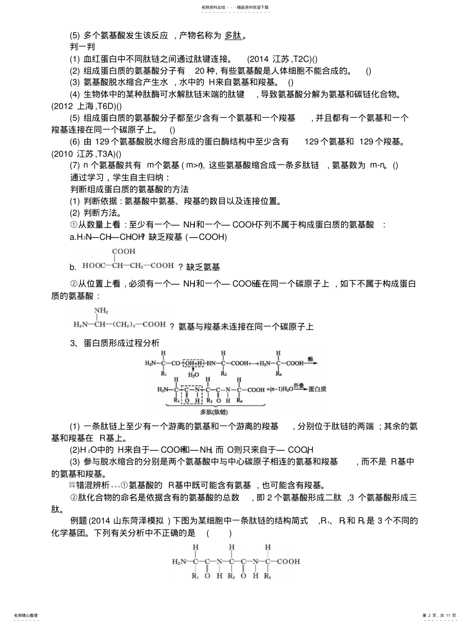 2022年高三复习蛋白质核酸教案及教学反思 .pdf_第2页