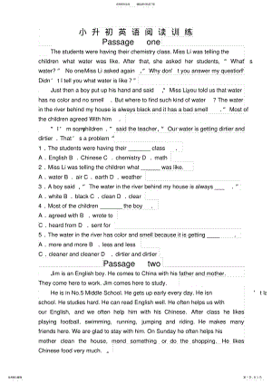 2022年小学六年级英语阅读训练 .pdf