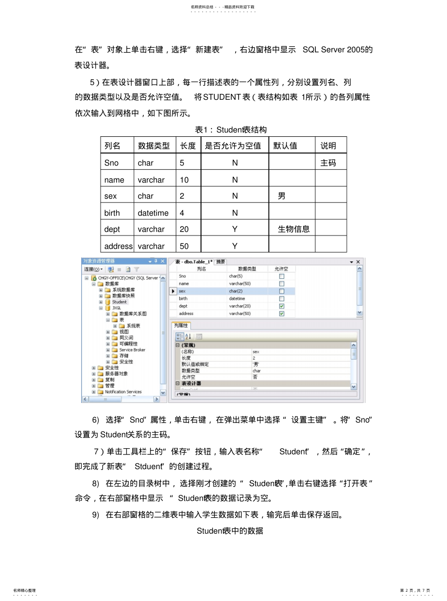 2022年实验一：在SQLServer中创建数据库和表宣贯 .pdf_第2页