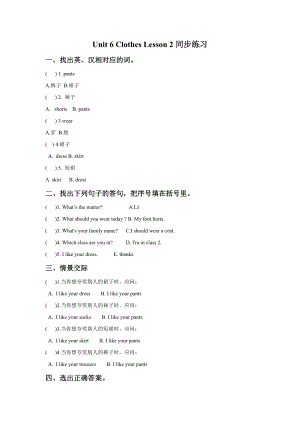 Unit-6-Clothes-Lesson-2-同步练习2公开课教案课件.doc