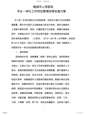 2022年市人民医院县乡一体化工作综合管理改革实施方案 .pdf