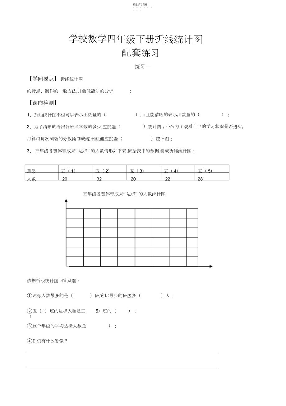 2022年小学数学四年级下册折线统计图配套练习题.docx_第1页