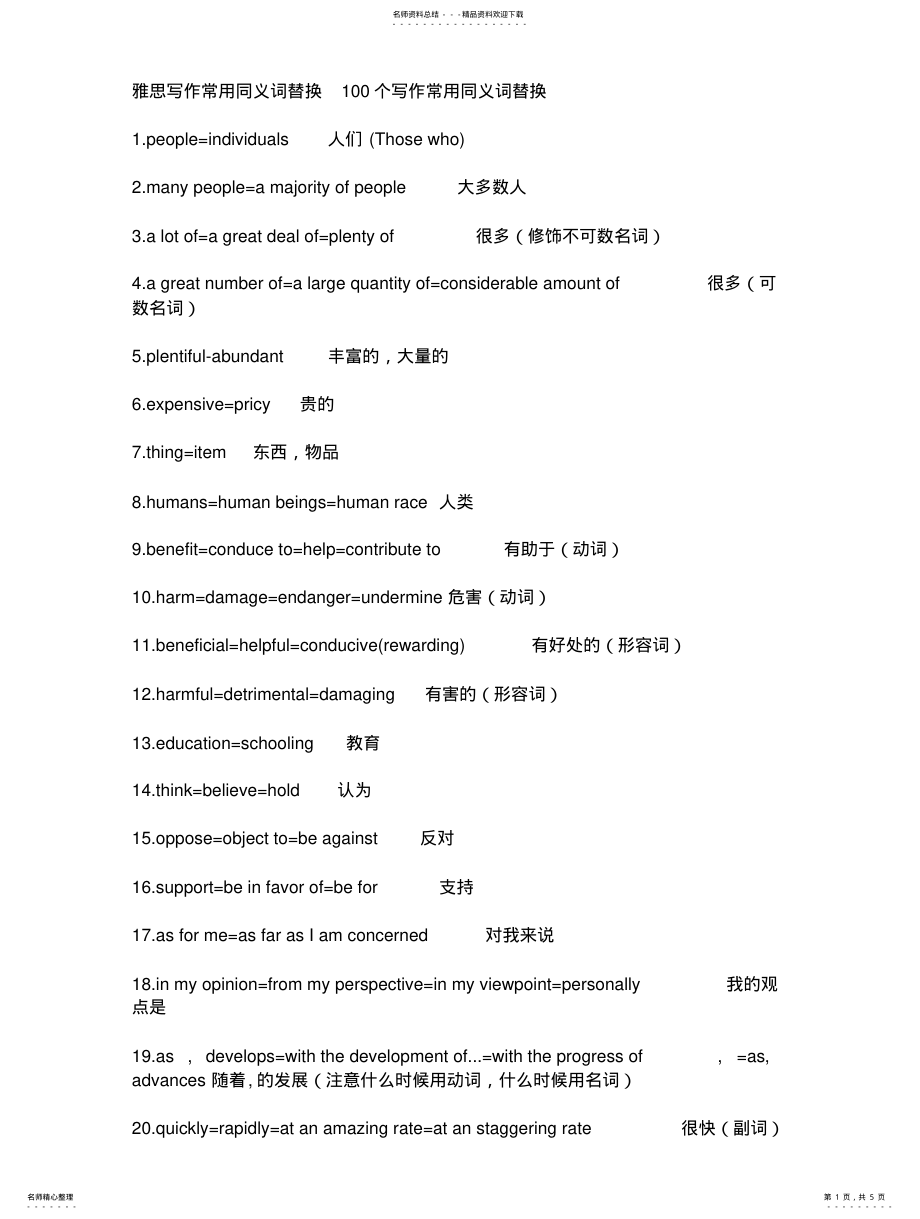 2022年雅思写作常用同义词替换个写作常用同义词替换 .pdf_第1页